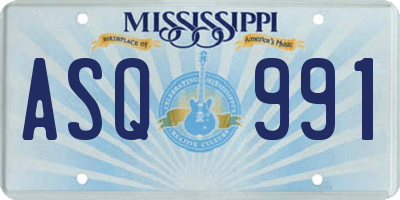 MS license plate ASQ991