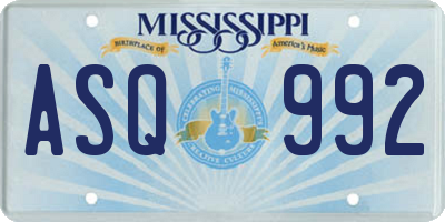 MS license plate ASQ992