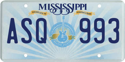 MS license plate ASQ993