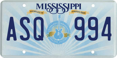 MS license plate ASQ994