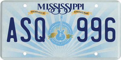 MS license plate ASQ996