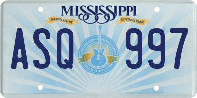 MS license plate ASQ997