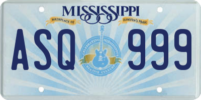 MS license plate ASQ999