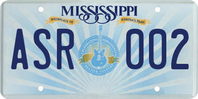 MS license plate ASR002