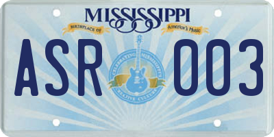 MS license plate ASR003