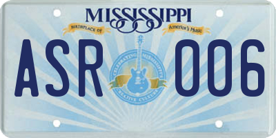 MS license plate ASR006