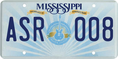 MS license plate ASR008