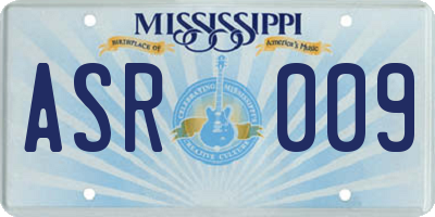 MS license plate ASR009