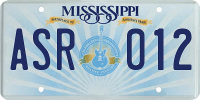 MS license plate ASR012