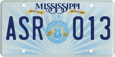 MS license plate ASR013