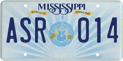 MS license plate ASR014