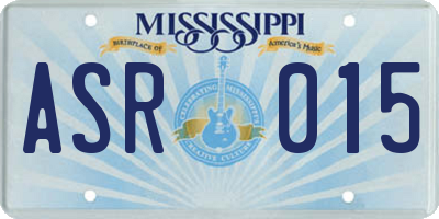 MS license plate ASR015