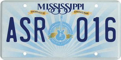 MS license plate ASR016