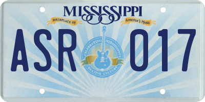 MS license plate ASR017