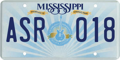 MS license plate ASR018