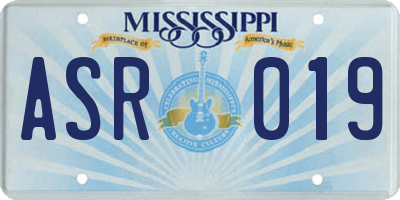 MS license plate ASR019