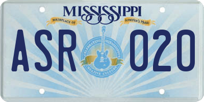 MS license plate ASR020