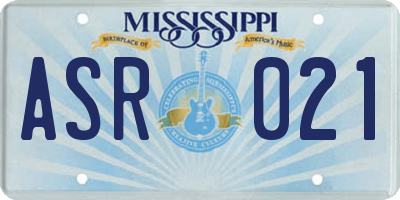 MS license plate ASR021