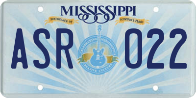 MS license plate ASR022