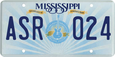MS license plate ASR024