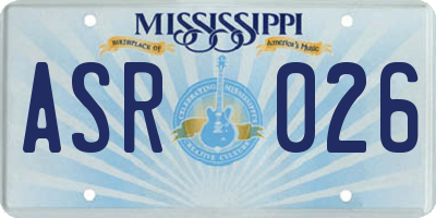 MS license plate ASR026