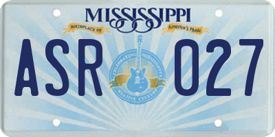 MS license plate ASR027