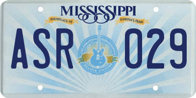 MS license plate ASR029