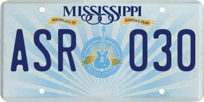 MS license plate ASR030