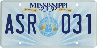 MS license plate ASR031