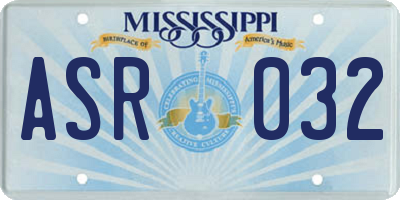 MS license plate ASR032