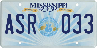 MS license plate ASR033
