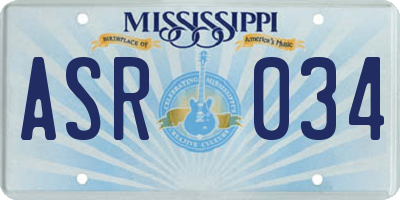 MS license plate ASR034