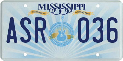 MS license plate ASR036