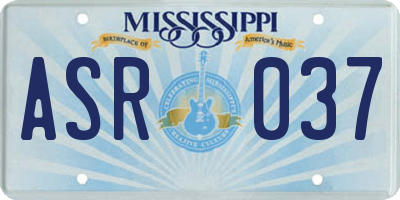 MS license plate ASR037