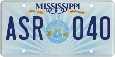 MS license plate ASR040