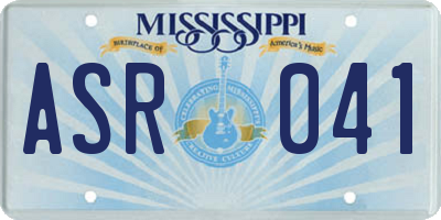 MS license plate ASR041