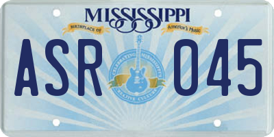 MS license plate ASR045