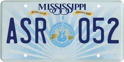 MS license plate ASR052