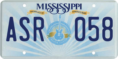 MS license plate ASR058