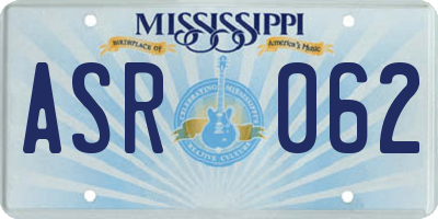 MS license plate ASR062