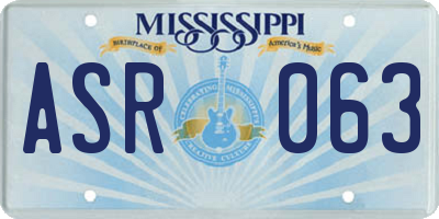MS license plate ASR063