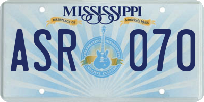 MS license plate ASR070