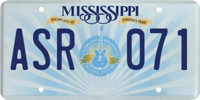 MS license plate ASR071