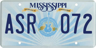MS license plate ASR072