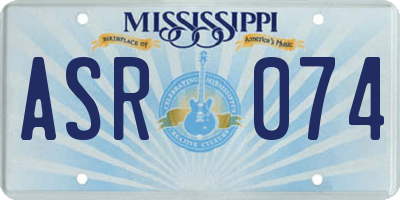 MS license plate ASR074
