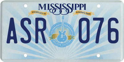MS license plate ASR076