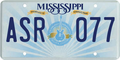 MS license plate ASR077