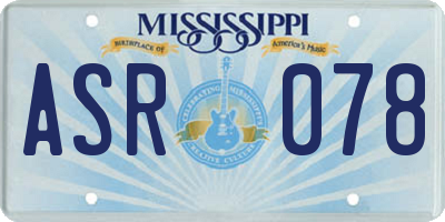 MS license plate ASR078
