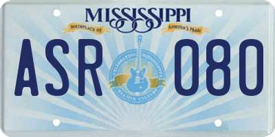 MS license plate ASR080
