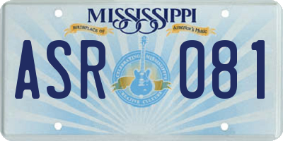 MS license plate ASR081